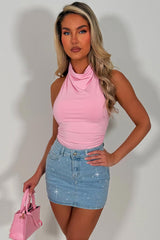 backless halter cowl neck bodysuit going out top styledup whitefox uk