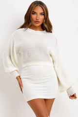 oversized knitted jumper cropped