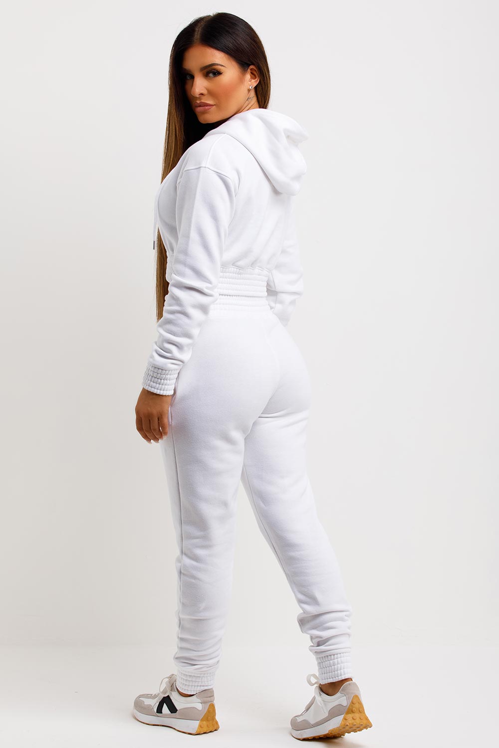 Women's Tracksuit With Zip Front Cropped White – Styledup.co.uk