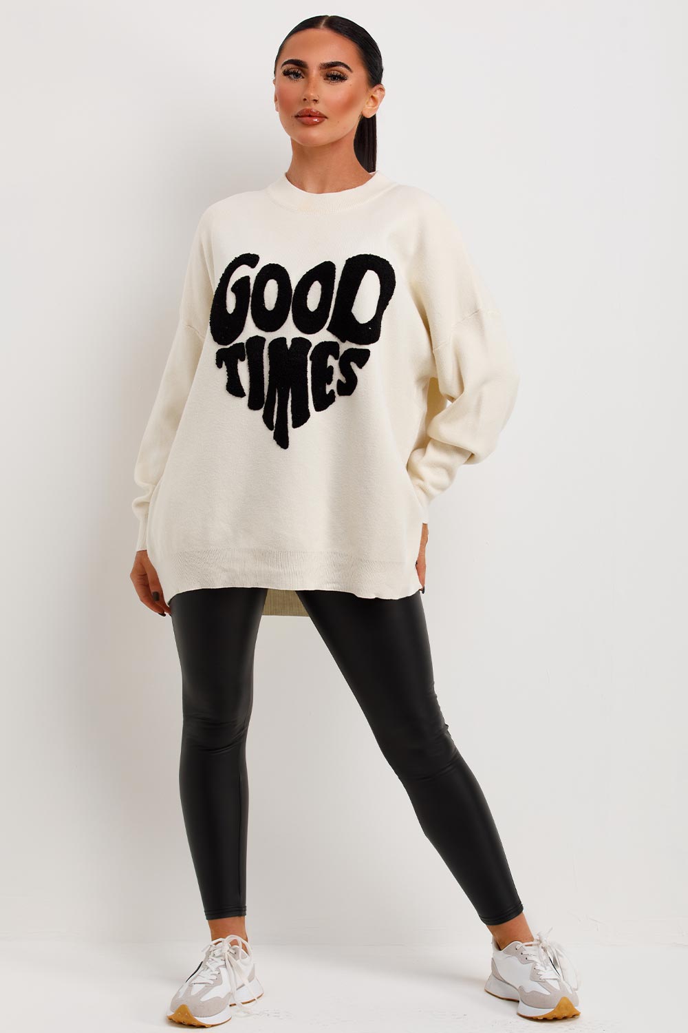 good times towelling knitted oversized jumper