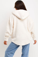 womens hlaf zip teddy bear fleece sweatshirt styled up