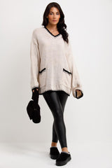 contrast stitches oversized knitted jumper