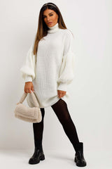 roll neck long sleeve christmas jumper dress knitwear