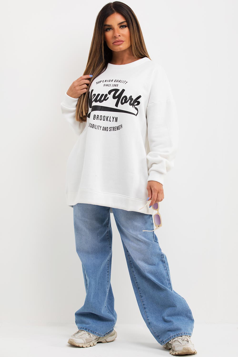 womens new york slogan sweatshirt