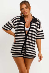 crochet top and shorts two piece summer holiday outfit set womens sale uk