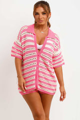 knitted button top top and shorts two piece co ord set womens