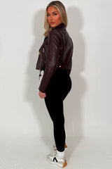 womens zara faux leather jacket with lapel collars