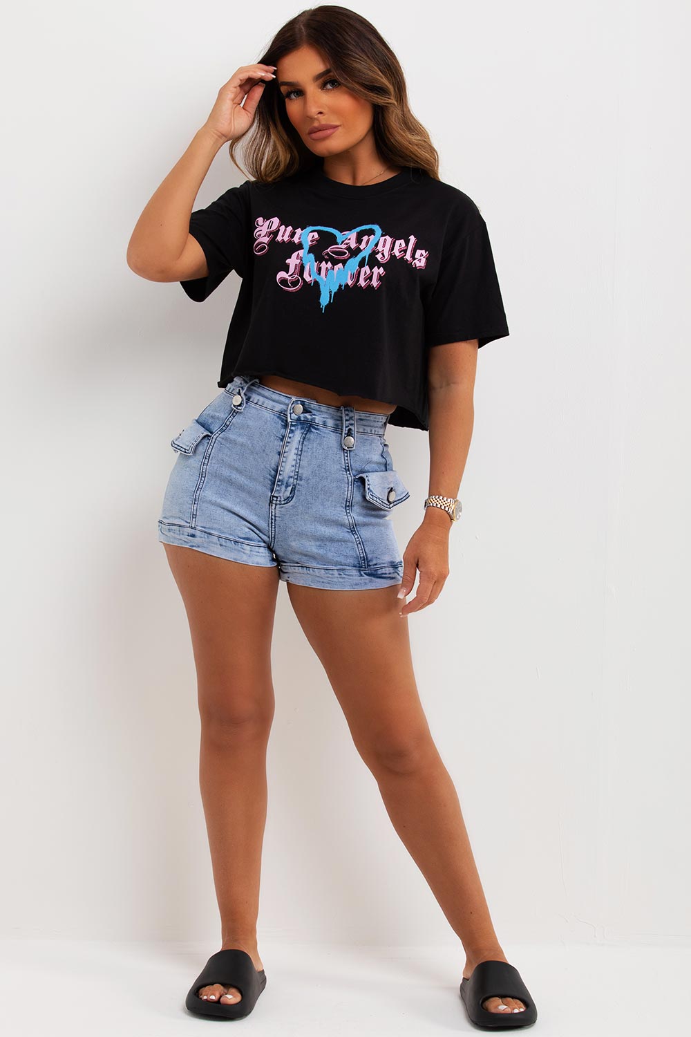 pure angels graphic print oversized t shirt