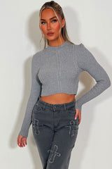womens white crop jumper cable knit styledup