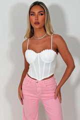 womens white corset crop top 