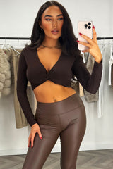twist front cut out long sleeve festival rave top