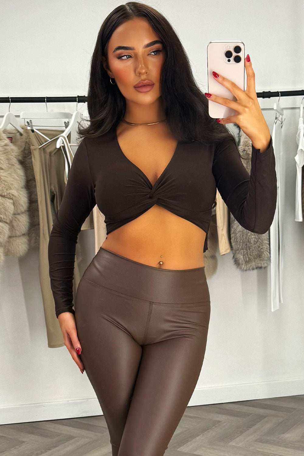 long sleeve cut out crop top festival outfit