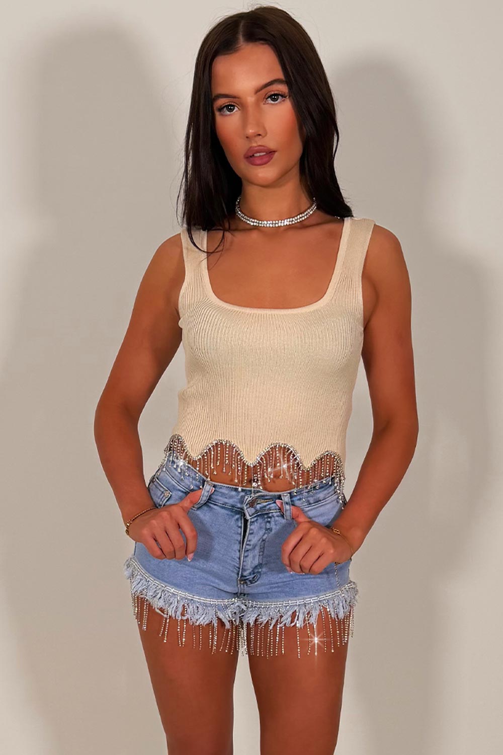 going out crop top with diamante rhinestones zara uk sale