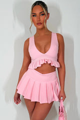 halter neck top and mini skirt two piece set festival holiday rave outfit styledup