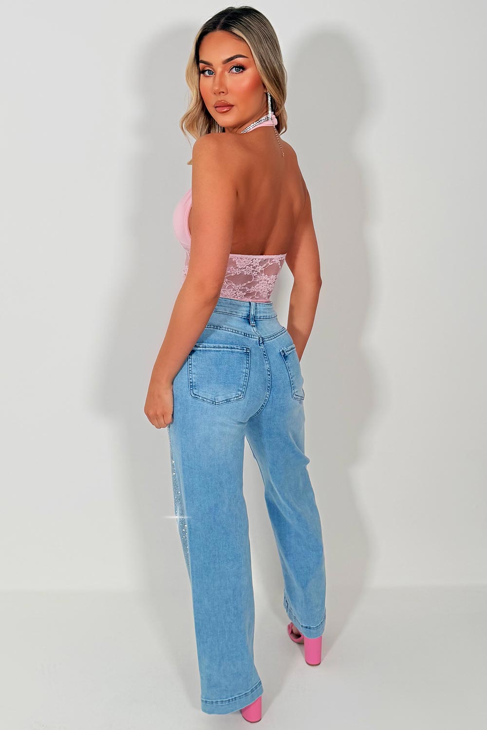 going out christmas party night out crop top with plunge halter neck styledup