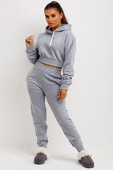 womens grey crop tracksuit co ord set