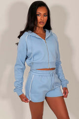 womens crop hoodie and short co ord summer tracksuit lounge set styledup uk