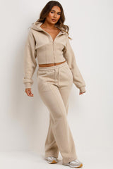 womens joggers and crop corset hoodie tracksuit set two piece 