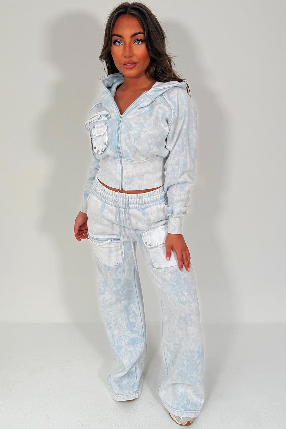 womens cargo hoodie and wide leg joggers co ord tracksuit styledup 