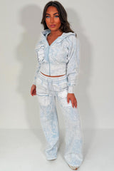 womens wide leg joggers and crop zip through hoodie co ord lounge set with pockets airport outfit styledup 
