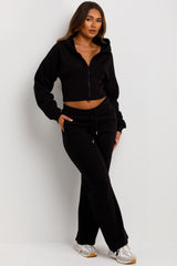 womens crop corset hoodie and joggers two piece loungewear co ord set styledup fashion airport outfit 