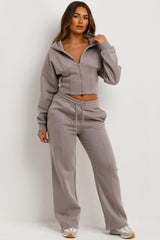 womens crop corset hoodie and joggers casual loungewear co ord set airport outfit styledup