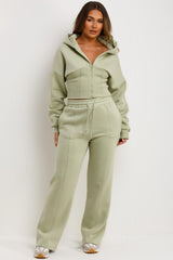 womens crop corset hoodie and joggers casual loungewear co ord set airport outfit styledup