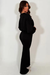 crop oversized sweatshirt and flare jogger co ord set womens loungewear streetwear everyday outfit 