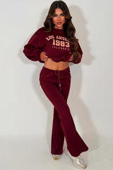 crop oversized sweatshirt and flare jogger co ord set womens loungewear streetwear everyday outfit 