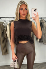 knitted crop jumper with faux fur trim styledup