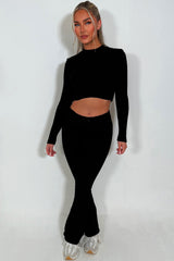 womens black crop jumper cable knit styledup