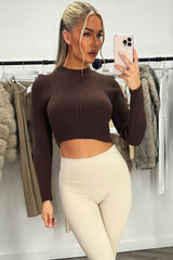 crop jumper with long sleeves womens knitwear styledup
