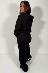 womens crop hoodie and wide leg joggers tracksuit set airport outfit styledup