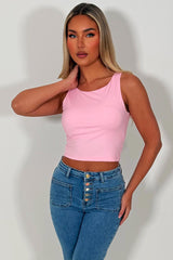 pink double layered crop top styledup fashion uk