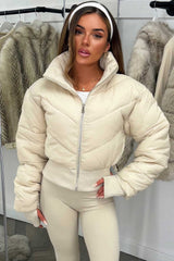 crop puffer jacket with thumbholes cinched waist alo yoga styledup uk