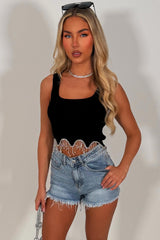 crop top with diamante rhinestones zara womens uk