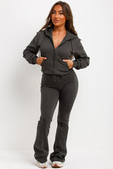 cropped bell bottom flare seam detail tracksuit khaki styledup