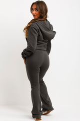 crop hoodie and bell bottom skinny flare trousers loungewear zara womens