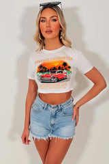 womens california crop top festival clothes black uk