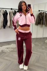 womens zip up sweatshirt and wide leg joggers tracksuit styledup