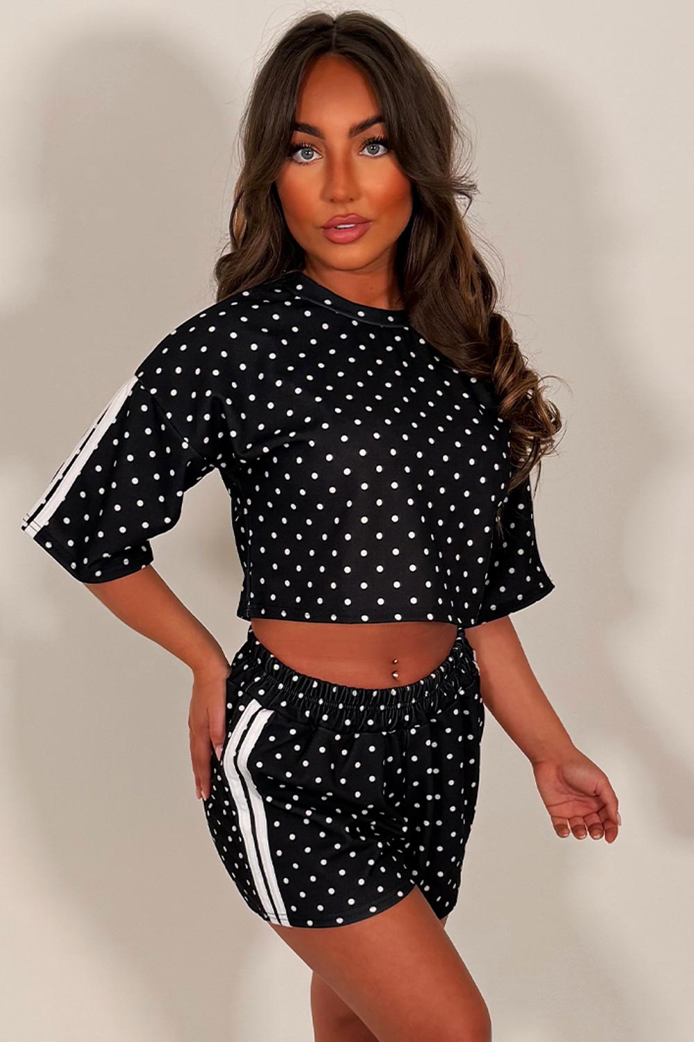 polka dot shorts and top co ord summer holiday airport outfit styledup white fox uk 