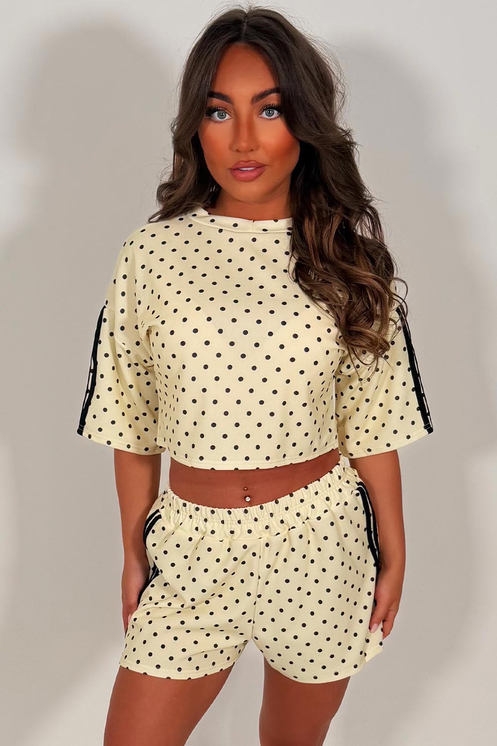 polka dot shorts and top co ord summer holiday airport outfit styledup white fox uk 