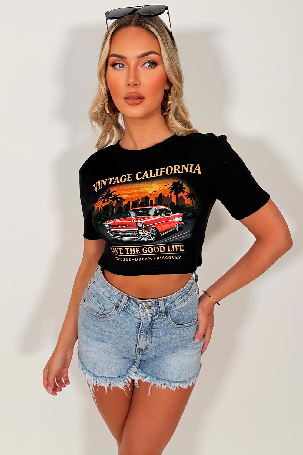 womens baby tee with graphic slogan festival outfit 