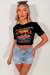 womens baby tee with graphic slogan festival outfit 