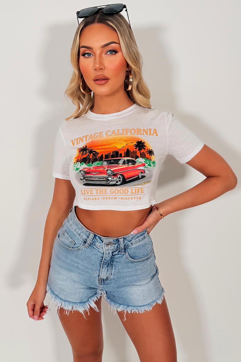 womens white crop t shirt california graphic crop top festival summer holidays outfit uk