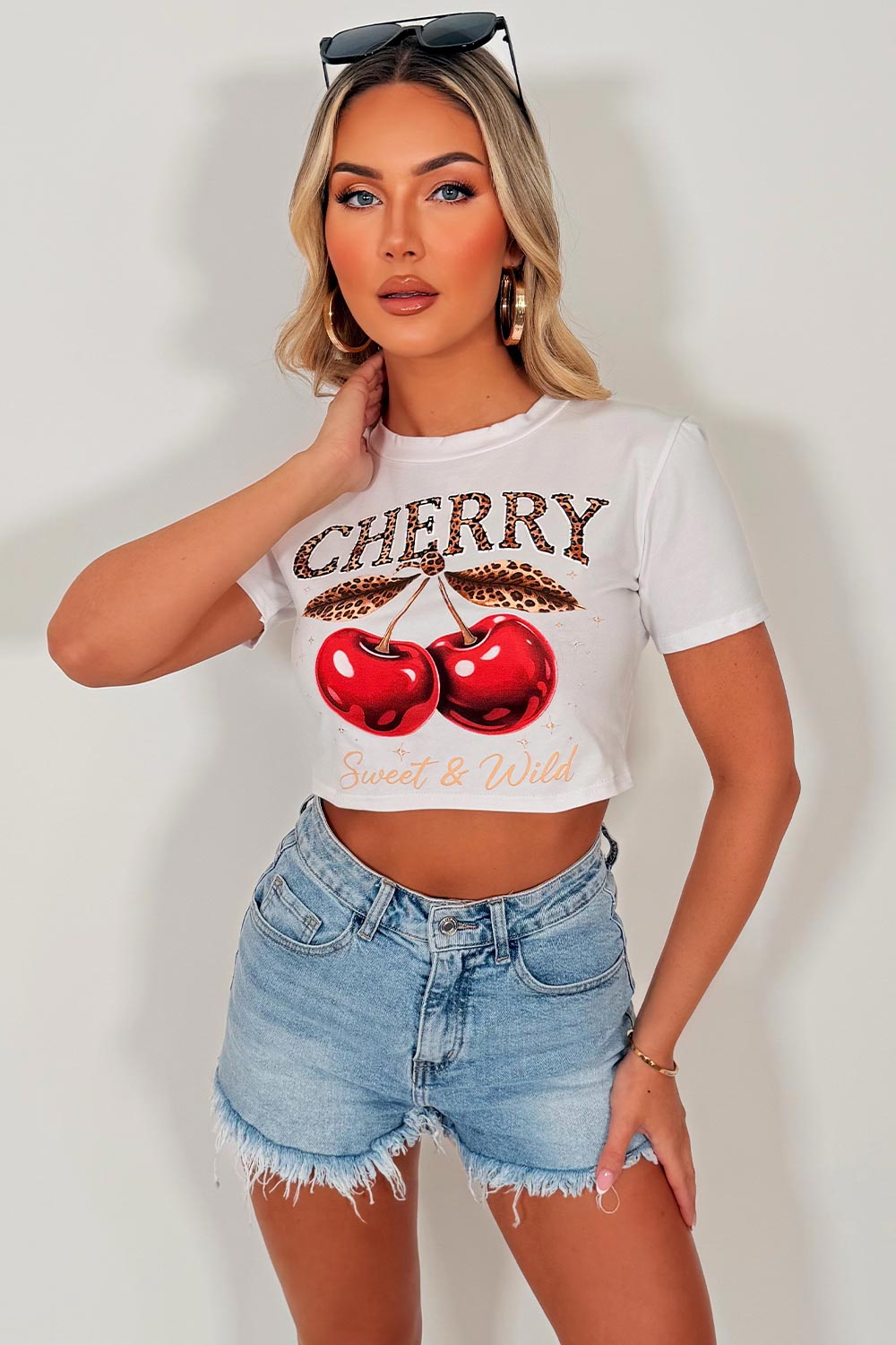 womens baby tee with graphic cherry slogan festival outfit 