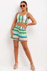 tribal print crop top and shorts cummer outfit