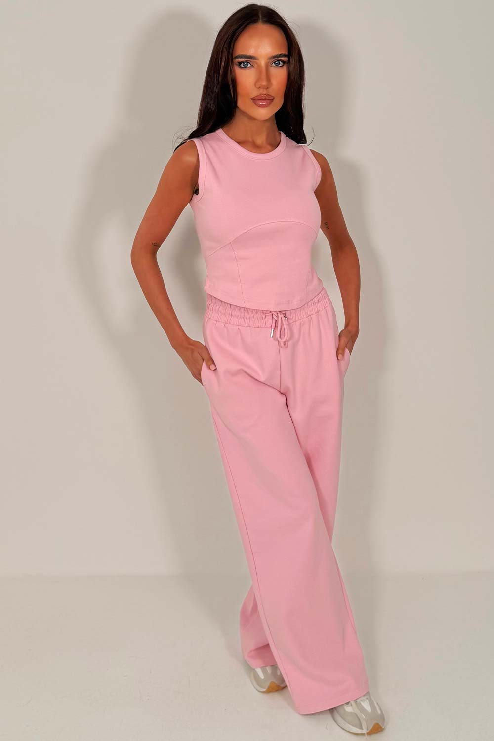 zara womens travel airport outfit summer tracksuit uk styledup