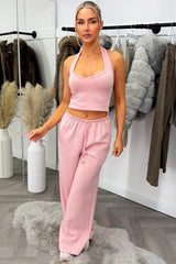 pink wide leg joggers and top tracksuit set for womens airport outfit styledup 
