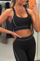 womens black sports jacket crop top and seamless high waist leggings 3 piece co ord sculpting set yoga activewear outfit for womens uk lululemon styledup 